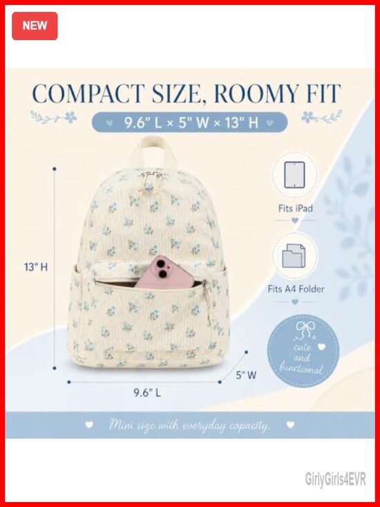 Water-Resistant Polyester Mini Backpack Purse Travel School Cute Small